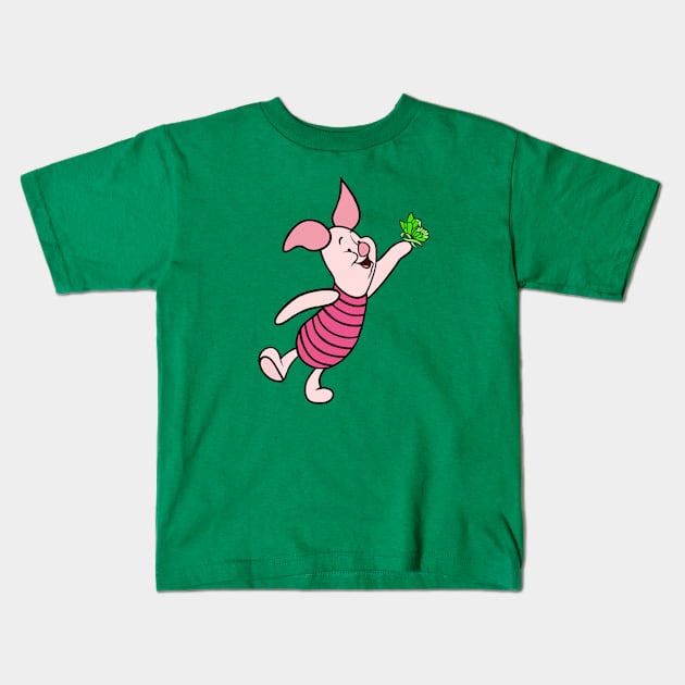 Little Pig with Awareness Ribbon Butterfly (Green) Kids T-Shirt by CaitlynConnor
